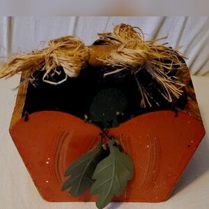 Small Metal & Wood Pumpkin Display Container